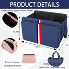 Trunk Organizer for Car, Waterproof Collapsible 3 Compartments Car Organizer, Foldable Storage for Car Accessories, Tools, Sundries for Women Men, Tote Bag (Blue, Standard)