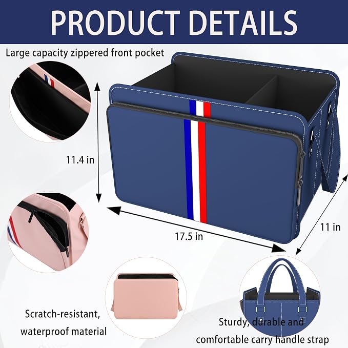 Trunk Organizer for Car, Waterproof Collapsible 3 Compartments Car Organizer, Foldable Storage for Car Accessories, Tools, Sundries for Women Men, Tote Bag (Blue, Standard)
