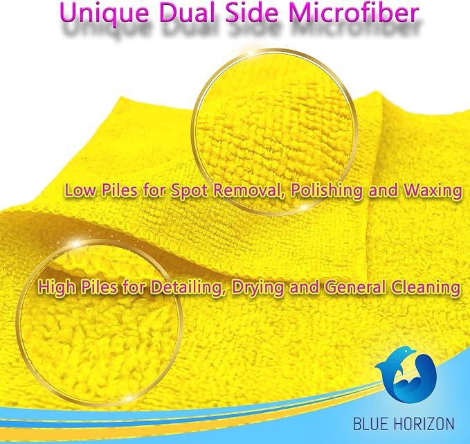 Yellow Microfiber Cleaning Towels, 36-Pack Dual-Sided Ultra Soft Plush Washcloth, Professional Grade Premium Microfiber Detailing Cleaning Cloths, Car, Household and Commercial (Yellow, 16" x 16")
