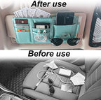 Blue Car Sun Visor Organizer, Auto Car Sun Visor Gift Card Holder Storage Organizer Travel Document Holder with Zipper Pocket for Sedan, Trucks, SUV