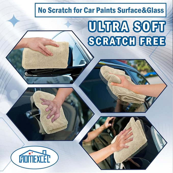 Professional Large Microfiber Car Drying Towels 2 Pack, Lint Free, Scratch Free, Highly Absorbent Drying Towel for Cars, SUVs, RVs, Trucks, and Boats,31" x 24",Brown
