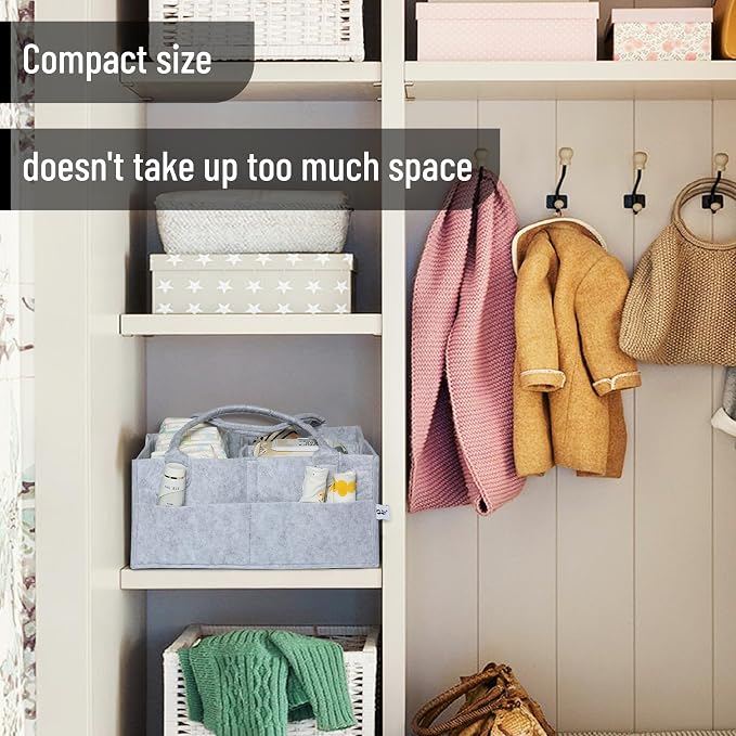 Mr. Pen- Baby Diaper Caddy Organizer, Gray, Large | Nursery Storage Bin and Car Organizer for Diapers and Baby Wipes