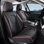 Coverado Rear Seat Covers, Sporty Non-Slip Waterproof Faux Leather Rear Protectors for Trucks SUVs, Mens Automotive Interior, Racing Style – Redline