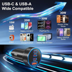 Car Charger USB C, 98W Multiport Fast Car Phone Cigarette Lighter USB Charger 12-24V USB Outlet Car Adapter Plug for iPhone 17/16/15 Pro Max,Galaxy S26/S25/S24 Ultra,Tablet, Android(Black)