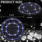 2PCS Bling Crystal Rhinestone Cup Holder Coaster, 2.75 inch Soft Silicone Anti-Slip Shockproof, Car Cup Holder Insert Coasters, Universal Car Interior Accessories for Women (Black & Blue)