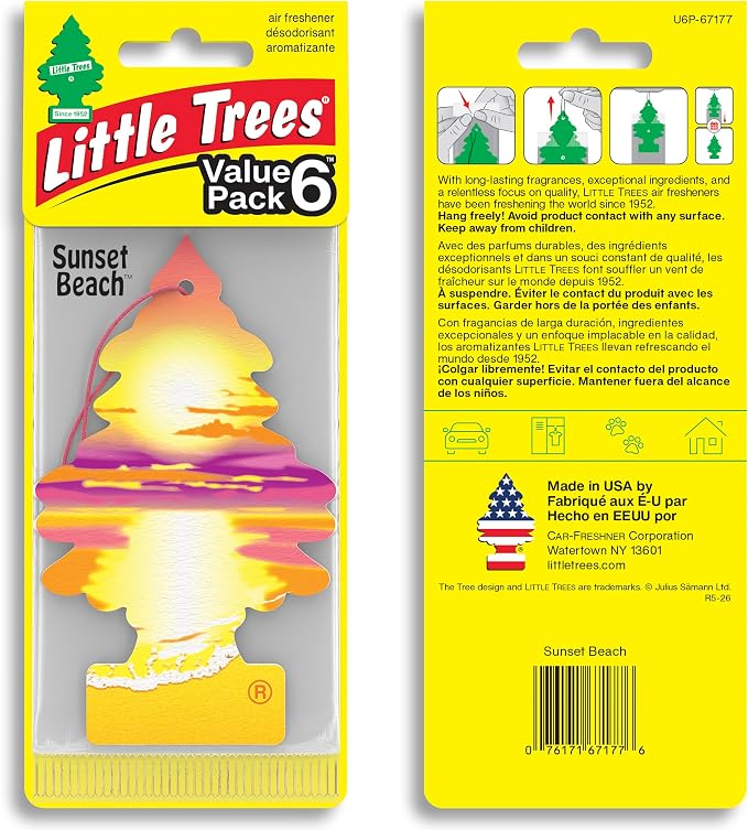 Car Air Freshener | Hanging Tree Provides Long Lasting Scent for Auto and Home | 24 Air Fresheners |Sunset Beach