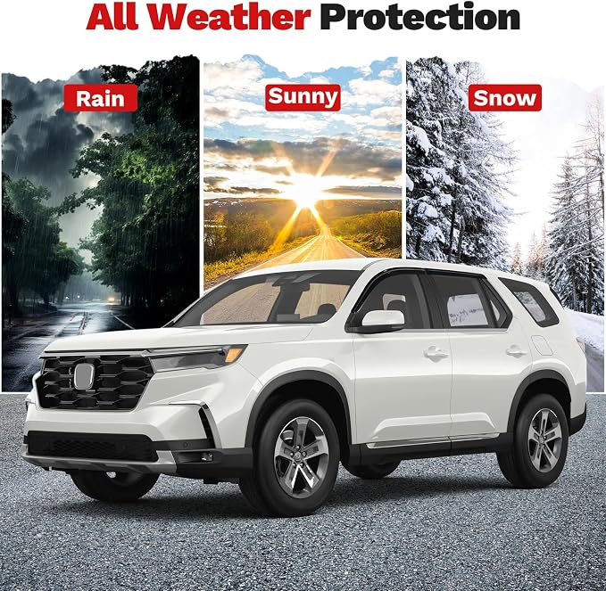 Window Visors Rain Guards for 2023-2025 2026 Honda Pilot LX Sport EX-L TrailSport Touring Elite Accessories, Outside-Mount Tape-On Side Window Wind Deflectors Vent Visors Shades Rainproof 4PCS