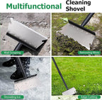 Garden Shovel, Ice Scraper, Multifunctional Cleaning Shovel with 59" Adjustable Handle Heavy Duty Garden Tool for Lawn Edging, Scraping, Weed and Ice Removal