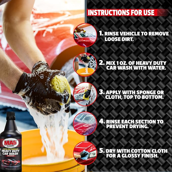 MA5x Car Wash Soap | Concentrated, pH Balanced | High Performance Foaming Car Wash Soap | 32oz Bottle | Pack of 1
