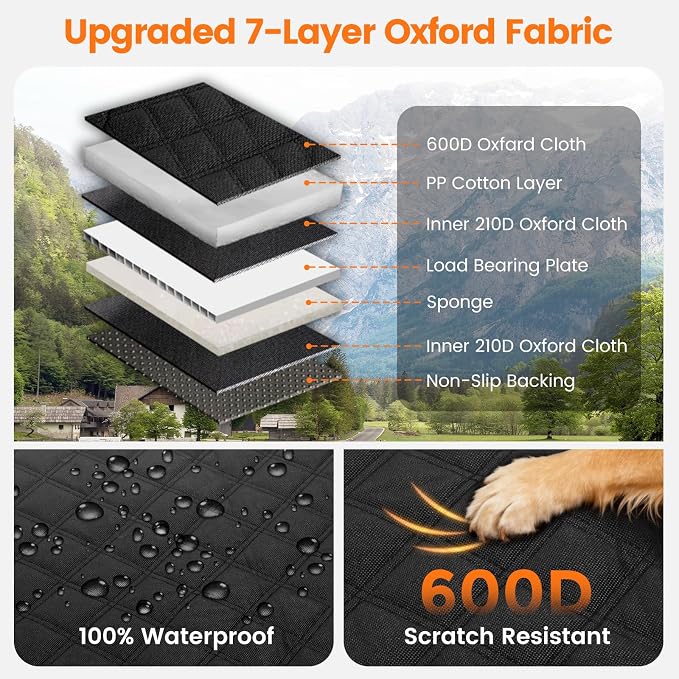Dog Seat Cover for Back Seat, Hard Bottom Car Seat Cover for Dogs | Back Seat Extender Holds 500 lbs, Waterproof Back Seat Pet Cover for Dogs, Dog Hammock Travel Accessories for Car,SUV,Truck