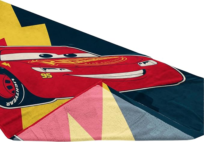 Kids Beach Towel - 100% Cotton Super Soft Absorbent Bath Towel, 28" x 58" Inch Lightweight for Travel, Official Licensed Product, Multi - Cars