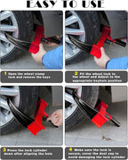 Universal Wheel Lock Heavy Duty Security Trailer Wheel Lock Anti Theft Wheel Locks for Cars SUV Camper Motorcycle Trailer Great Deterrent Bright Color with 3 Keys (Black-red)