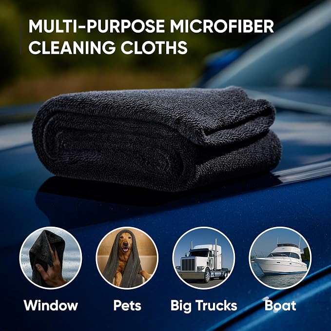 Papa Dragon Car Drying Towel – Extra Large 25"x34" - 1300 GSM Microfiber Towel, Twisted-Loop, Streak-Free, Scratch-Free, Ceramic Coating Safe, for Cars Trucks SUV – 1 Pack