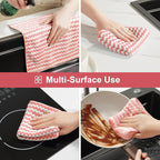 108 Packs Microfiber Cleaning Cloths, 10" x 10" Reusable Kitchen Towels, Lint-Free Cleaning Rags, Super Absorbent Cleaning Cloths for Kitchen, Car, and Household Cleaning, Pink