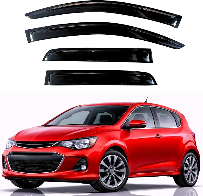 KPY Rain Guards Fit for 2012-2020 Chevrolet Sonic Hatchback, Out-Channel Window Visors Vent Wind Deflectors 4PC, Car Accessories for 12-20 Chevy Sonic Hatchback