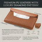 Car Tissue Holder, Car Napkin Holder, PU Leather Auto Visor Tissue Box, Auto Interior Accessories Sun Visor Paper Towel Cover Case Backseat Napkin Organizer for Sedan Truck SUV (Brown)