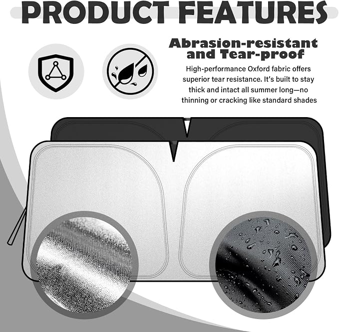 Car Windshield Sun Shade Compatible with Toyota 2010-2025 4Runner,Oxford Cloth Windshield Cover Sun Shade with Storage Bag,Foldable Car Shades Front Windshields for Blocking Sunlight