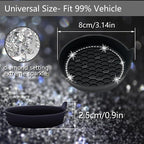 4PCS Bling Car Coasters, Non-Slip Insert Water Bottle Holder Pads, Bling Crystal Rhinestone Dustproof Automotive Interior Accessories, Universal for Vehicles, Trucks, RVs (4 pcs, Black)