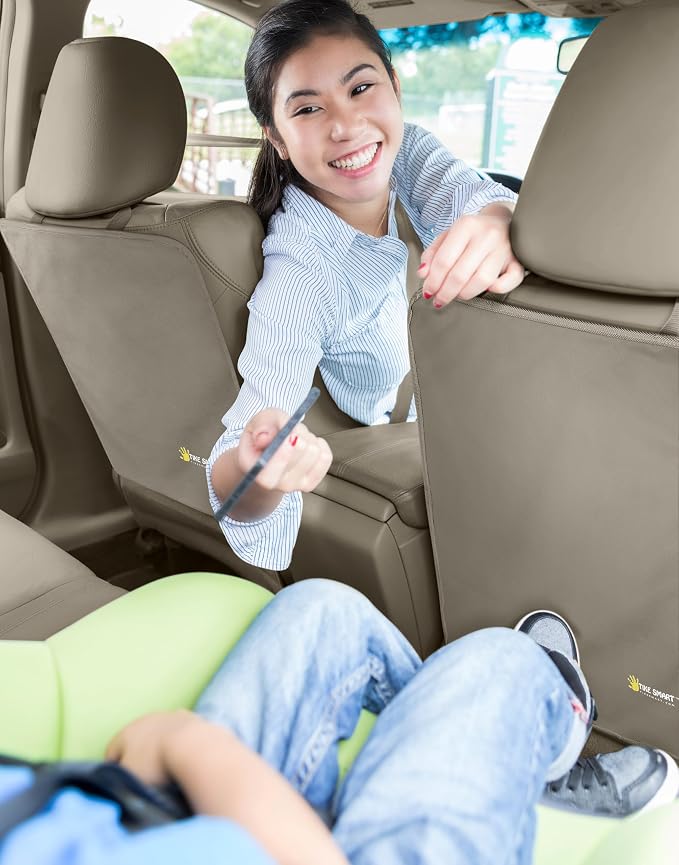 Luxury Clean-Edge Kick Mats - Seat Back Protectors and Seat Covers with Invisible Strap and Stiff Edging (2 Mats)