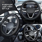 Coverado Car Steering Wheel Cover, Nappa Leather Black Steering Wheel Covers, Universal 14-15 inch, Anti-Slip, Breathable Steering Wheel Protector for Women Men