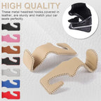 Beige Superior Leather Car Seat Back Headrest Hook, Auto Seat Hook Hangers Interior Accessories for Purse Coats Umbrellas Grocery Bags Handbag, 2-Pack