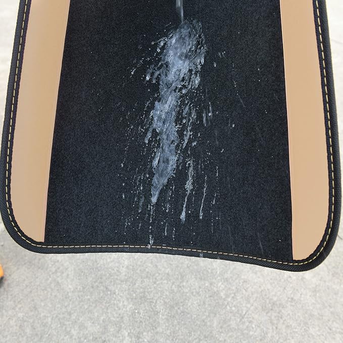 Waterproof Universal Fit Car Floor Mats, Car Mats Fit for SUV,Vans,sedans, Trucks,Set of 4pcs Car Carpet with Driver Heel Pad (Beige)