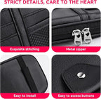 Car Sun Visor Organizer, Multi-Pocket PU Leather Sunglass Holder and Storage Pocket with Net Zipper, Card Sleeve Pocket Organizer, Auto Interior Accessories for Vehicle, Truck, SUV (Black)