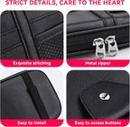 Car Sun Visor Organizer, Multi-Pocket PU Leather Sunglass Holder and Storage Pocket with Net Zipper, Card Sleeve Pocket Organizer, Auto Interior Accessories for Vehicle, Truck, SUV (Purple)