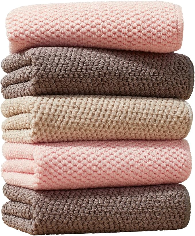 Microfiber Cleaning Cloth, Soft Absorbent Cloth, Multi-Purpose Cleaning Cloth, Highly Absorbent Cleaning Rags, Lint-Free, Streak-Free Cleaning Cloths for Kitchen Home Office, 5Pcs