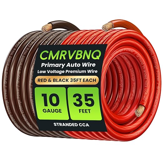 10 Gauge Battery Cable CCA Wire, 35FT Each Red Black Low Voltage Primary Automotive Power Ground Cable for Car Audio Amp Subwoofer RV Wiring