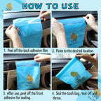 72pcs Car Trash Bags Easy Stick-On Disposable Portable Car Garbage Bags, Waterproof Leak Proof Barf Vomit Bags, Self Adhesive Cleaning Bags for Cars, Bedrooms, Bathrooms, Offices, Kitchens - Pattern B