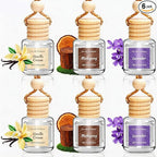 Car Air Freshener 6 Pack, Vanilla Cream,Mahogany & Lavender 3 Natural Scent, Long Lasting Essential Oil Fragrance Diffuser, Hanging Air Freshener Cute Car Accessories Interior for women