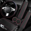 6 PCS Car Steering Wheel Cover Set, Microfiber Leather Steering Wheel Covers Universal 14.5-15 inch, Center Console Cover, Seat Belt Cushion, Cup Holder Coaster, Car Accessories Set Pink