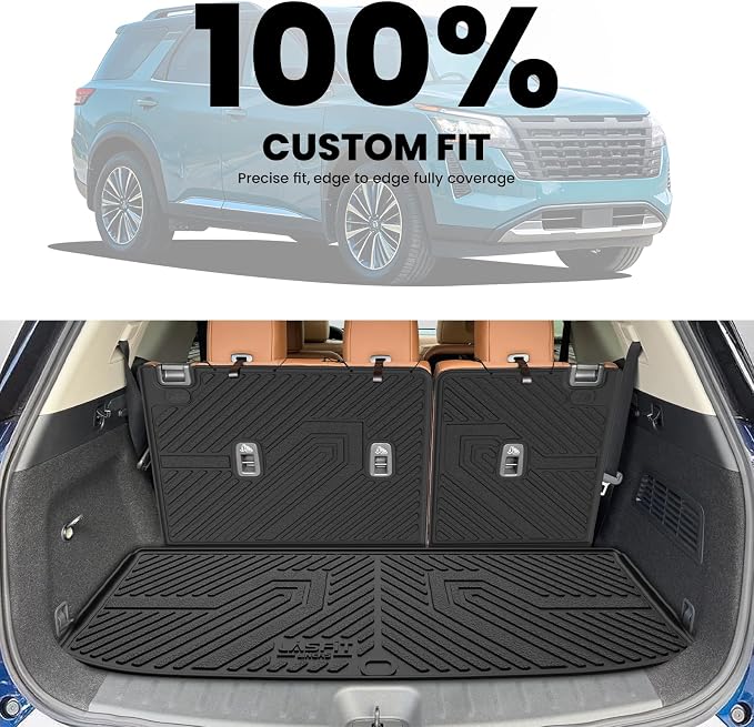 Floor Mats & Cargo Mat for Nissan Pathfinder 7/8 Seats 2026 2025 2024 2023 2022, All Weather TPE Custom Fit Floor Liners for Pathfinder Car Mats & Trunk Mats Accessories, Black