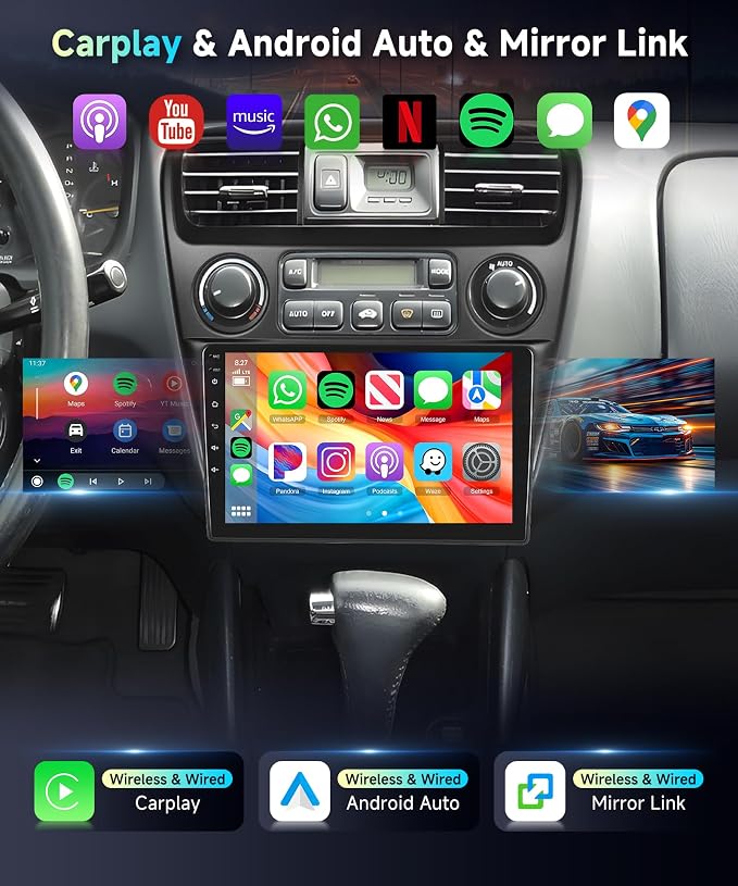 5Ghz WiFi Radio for Honda Accord 6th 1998-2003,Build-in DSP EQ Android 15 Car Stereo with Wireless Carplay Android Auto,5.0 Bluetooth,9inch HD IPS Touch Screen,GPS,FM/RDS AHD Backup Camera