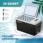 12 Volt Refrigerator, 26QT(25L) Compressor Electric Cooler APP Control, Car Fridge -4℉~68℉, Portable Refrigerator 12/24V DC 100-240V AC, Portable Freezer for Camping, Travel, Boat