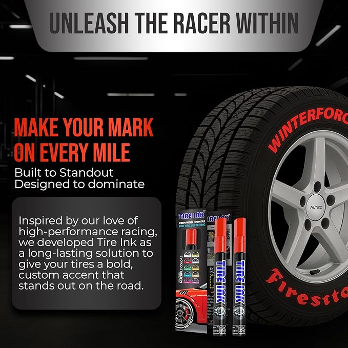 Color Tire Paint Pen - Waterproof Permanent Paint pens for Car Wheels Lettering | Car Wash Safe and Durable | Made in Japan