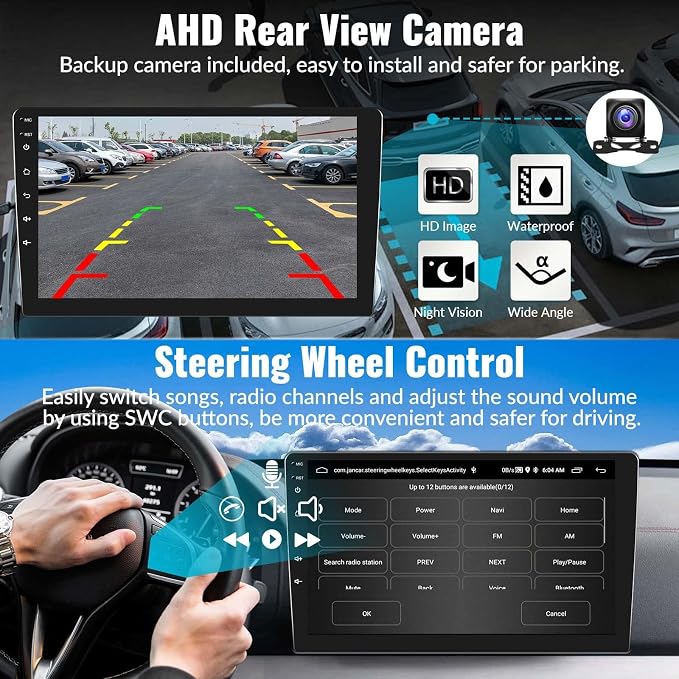 2G+64G Android Car Stereo for Honda Civic 2000-2005 Wireless A-pple CarPlay Android Auto, 9" HD Touchscreen GPS Navigation WiFi EQ Audio Bluetooth 26-UI Mirror Link FM/RDS SWC+ Bakup Camera Mic