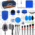 31Pcs Car Detailing Brush Set, Car Detailing Kit, Auto Detailing Drill Brush Set, Car Detailing Brushes, Car Wash Cleaning Tools Kit for Interior, Exterior, Wheels, Blue