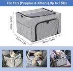 Dog Booster Car Seat, Reinforce Metal Frame Safe Pet Car Seat with Seatbelt & Waterproof Pee Pad & Top Cover | Portable Collapsible Puppy Carrier Bag | for Small Dogs Cats (with Soft Pad)