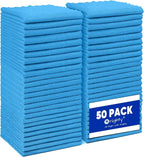 Orighty Microfiber Cleaning Cloth Bulk, Shop Towels Shop Rags 50 Pack, Reusable Microfiber Cleaning Rags for Cars, Multi-Purpose Lint Free Towels for Home & Kitchen, 12x12 Inch, Blue