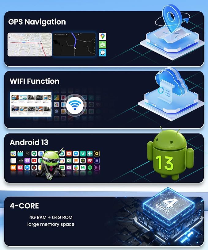 Car Radio Stereo for Toyota RAV4 2003 2004 2005 [4G+64G] Android with Wireless CarPlay Android Auto,9 inch IPS Touchscreen Car Stereo Bluetooth5.0,GPS,WiFi,SWC,59UI,32EQ AI DSP+HD Backup Camera