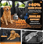 Hard Bottom Dog Car Seat Cover, Back Seat Extender for Dogs Holds 500lbs | Honeycomb board, Waterproof, non-slip dog hammock for car SUV back seat, fits most cars, Mesh window & 2 storage pockets