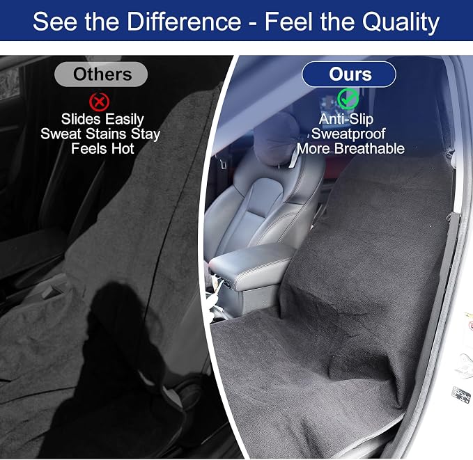 Waterproof Sweating Car Towel Seat Cover for Gym Workout, Running, Swimming, Beach and Hiking, Universal Fit Non-Slip Towel Bucket Seat Protector for Cars SUV Trucks (Black)