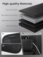 Car Seat Gap Filler Organizer with Sun Visor Organizer, PU Leather Seat Gap Filler for Phone, Keys, Cards & Sunglasses, Front Seat Storage Side Pocket for Cars SUVs Trucks