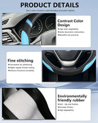 Universal Leather Steering Wheel Cover for Women Steering Wheel Cover for Car 15 inch (Blue)