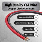 10 Gauge Wire (50ft) Copper Clad Aluminum CAA - Primary Automotive Wire, Car Amplifier Power & Ground Cable, Battery Cables, Car Audio Speaker Stereo, RV Trailer Wiring Welding Cable 10ga