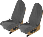 Waterproof Towel Car Seat Cover, Sweatproof Non-Slip Seat Protector, Universal Fit for Front Bucket or Rear Bench Seat of Cars, SUVs, Vans, Trucks, Compatible with Airbags and Armrests (Gray, 2 Pack)