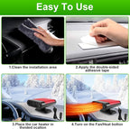 150W 12V Car Heater, Fast Heating 3-in-1 Portable Auto Defroster & Defogger with 360° Adjustable Vent, Quick Heat Fan for Windshield Winter Warming