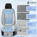 Upgraded Cooling Car Seat Cover, 12V-24V Ventilated Car Seat Cushion, 3-Speed Adjustable Cooling Car Seat Cushion, Breathable Mesh & Leather Cooling Seat Pad Universal Fit Car SUV Truck Van-Gray